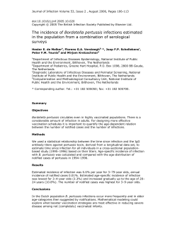 The incidence of Bordetella pertussis infections