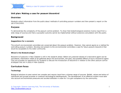 Making a case for possum biocontrol - unit plan