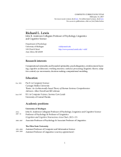 Richard L. Lewis CV - University of Michigan