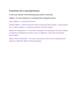 Functions of a noun/pronoun