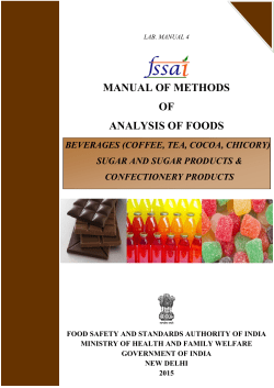 8. Manual on Beverages, Sugar, Sugar Products and Confectionery