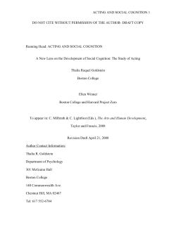 The Cognitive and Affective Underpinnings of Acting