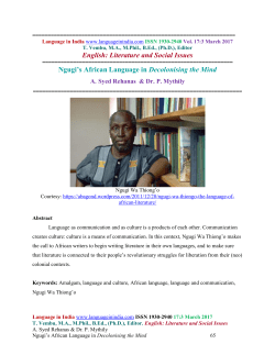 Ngugi`s African Language in Decolonising the Mind