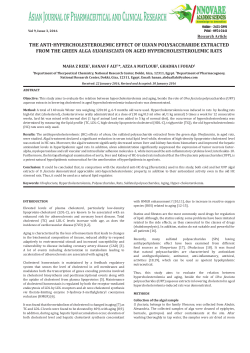 the anti-hypercholesterolemic effect of ulvan polysaccharide