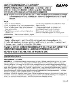 INSTRUCTIONS FOR SOLAR SPLASH LIGHT SHOW&trade; IMPORTANT