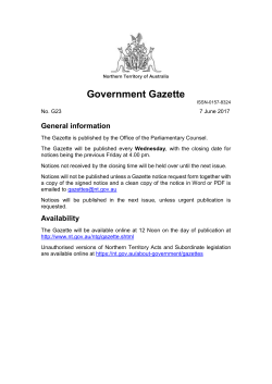 Northern Territory Government 2017 G21