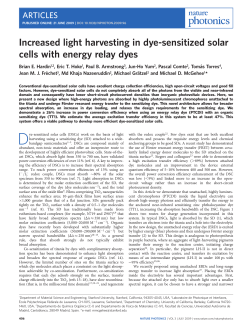 Increased light harvesting in dye-sensitized solar cells with energy