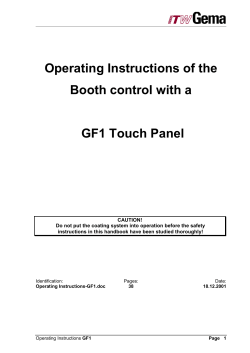 Operating Instructions of the Booth control with a GF1 Touch Panel