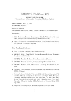 CHRISTIAN GOLLIER Toulouse School of Economics, University of