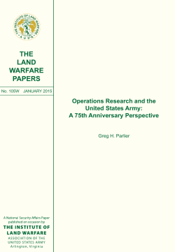 Operations Research and the United States Army: A 75th