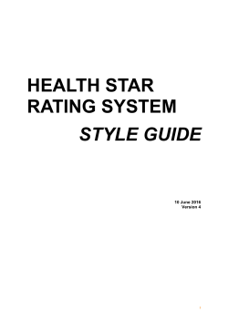 HEALTH STAR RATING SYSTEM STYLE GUIDE