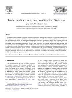Teachers resilience: A necessary condition for effectiveness