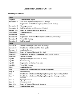 Academic Calendar 2017/18
