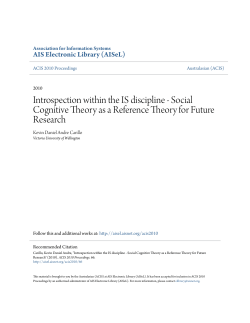 Social Cognitive Theory as a Reference Theory for Future Research