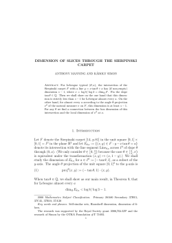 DIMENSION OF SLICES THROUGH THE SIERPINSKI CARPET 1