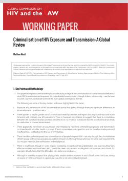 The Criminalisation of HIV Exposure and Transmission