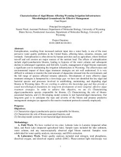Characterization of Algal Blooms Affecting Wyoming Irrigation
