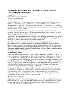 Response of `Ringo 2000` Seed Geraniums to Plant Extract and