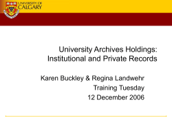 Private Records in the University Archives