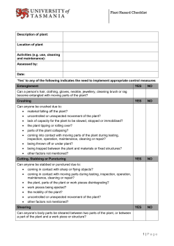 Plant Hazard Checklist