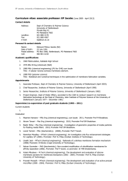 Candidate: Ass-Prof EP Jacobs - Universiteit van Stellenbosch