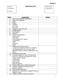 Format-1 Application form - National Centre of Organic Farming