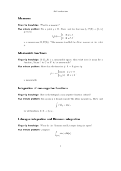 Measures Measurable functions Integration of non-negative