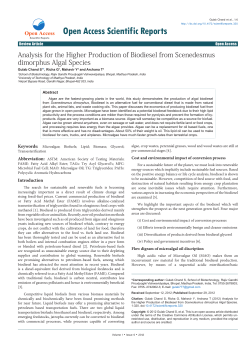 Analysis for the Higher Production of Biodiesel from Scenedesmus