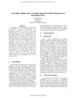 Case Study: Replacement Cost Based Approach to Risk