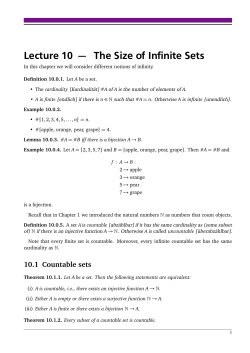 Lecture 10 &mdash; The Size of Infinite Sets