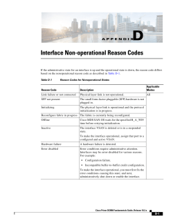Interface Nonoperational Reason Codes