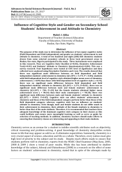 Influence of Cognitive Style and Gender on Secondary School