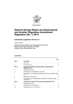 National Energy Retail Law (Queensland) and Another Regulation