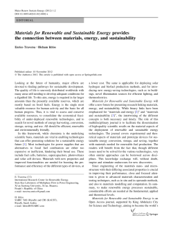 Materials for Renewable and Sustainable Energy provides the