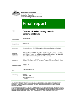 FR2012-16: Control of Asian honey bees in Solomon Islands