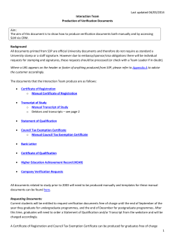 Last updated 04/03/2014 Interaction Team Production of Verification
