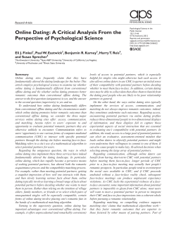 Online Dating - Faculty Websites: Weinberg