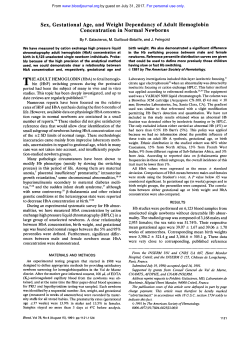 Sex, Gestational Age, and Weight Dependancy of