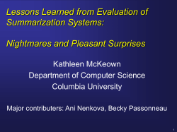 Kathy McKeown, "Lessons Learned from Evaluation of