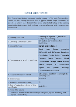COURSE SPECIFICATION This Course Specification provides a