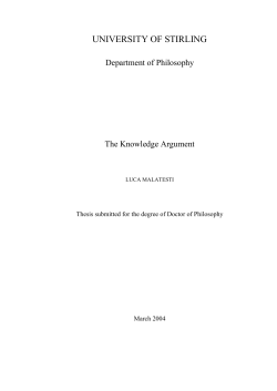 The Knowledge Argument - University of Stirling
