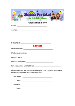 Blossoms Application Form - Blossoms Pre