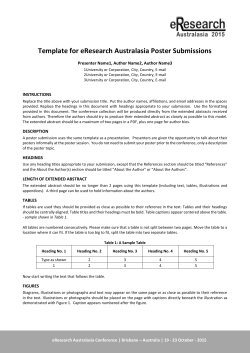 Template for eResearch Australasia Extended Abstracts