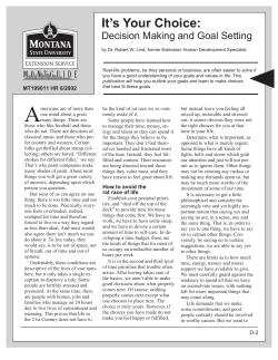 It`s Your Choice: Decision Making and Goal Setting