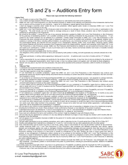 1`S and 2`s &ndash; Auditions Entry form Please read, sign and date the