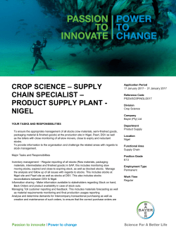 crop science &ndash; supply chain specialist &ndash; product supply plant