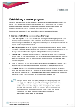 APS gender equality strategy: Establishing a mentor program