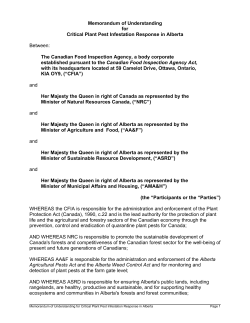Memorandum of Understanding for Critical Plant Pest Infestation