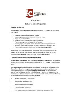 Introduction - Outcomes-focused Regulation