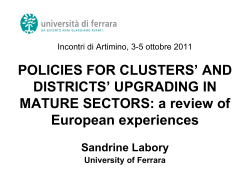 POLICIES FOR CLUSTERS` AND DISTRICTS` UPGRADING IN